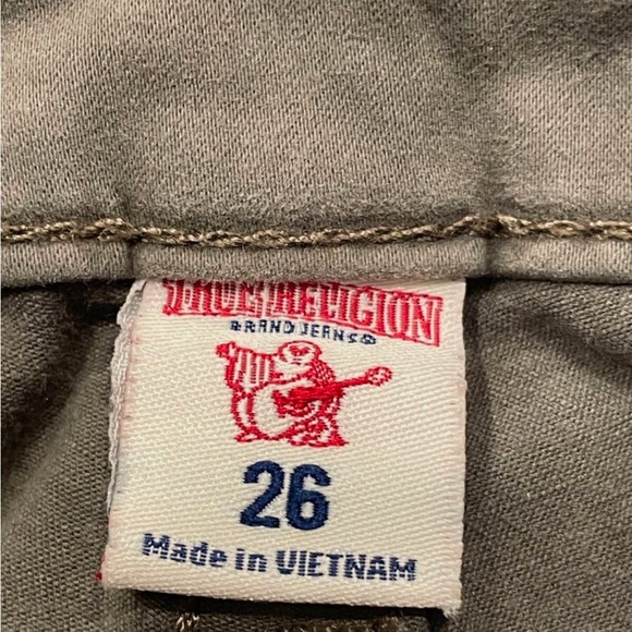 True Religion Women's Skinny Cargo Pants Size 26 Dark Olive Pockets Zipper Hem - Picture 5 of 11